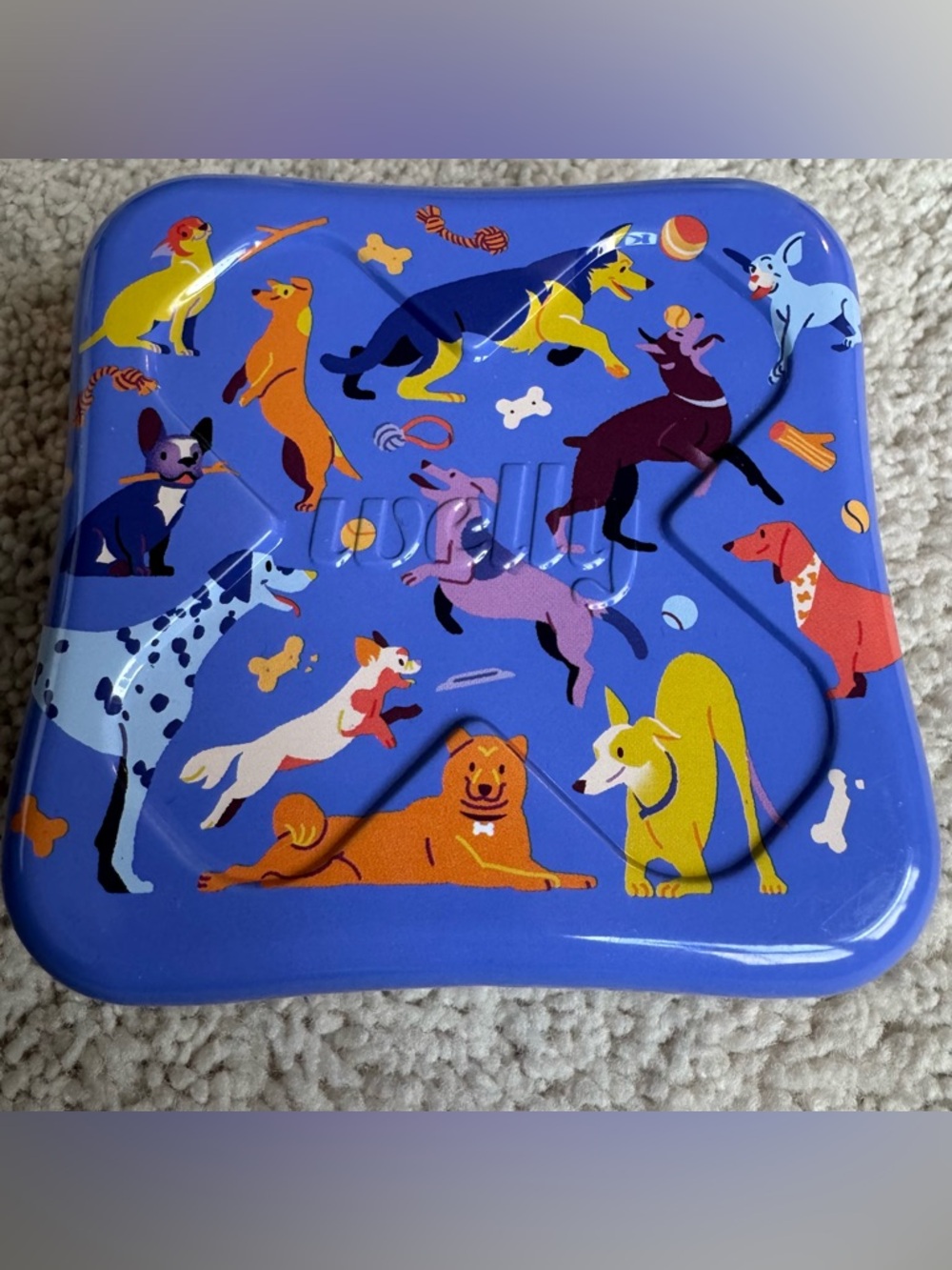 Welly Dog Pattern Tin Box - Blue